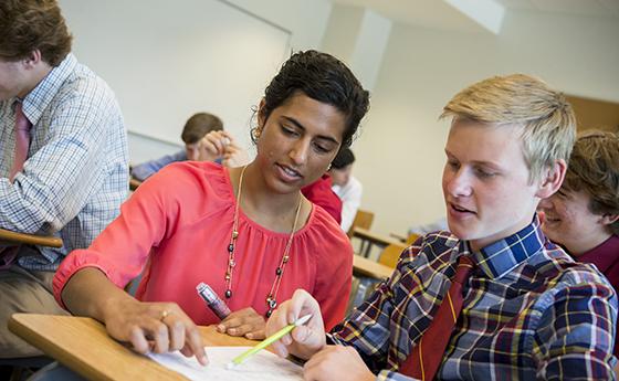 two students talking