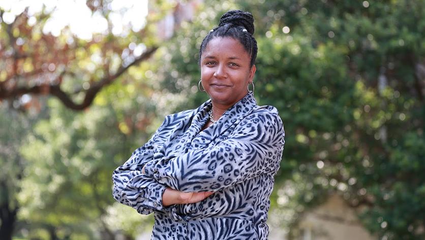 An outdoor posed shot of Dr. Latimer-Hearn