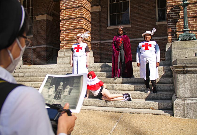 NDMU drama and photography students recreate a photo from the 1920's depiction of "As You Like It"