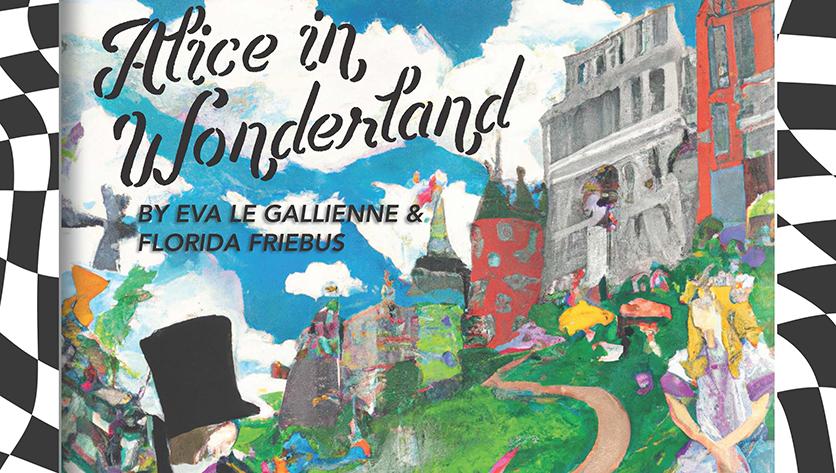 Colorful watercolor artwork for Alice in Wonderland production