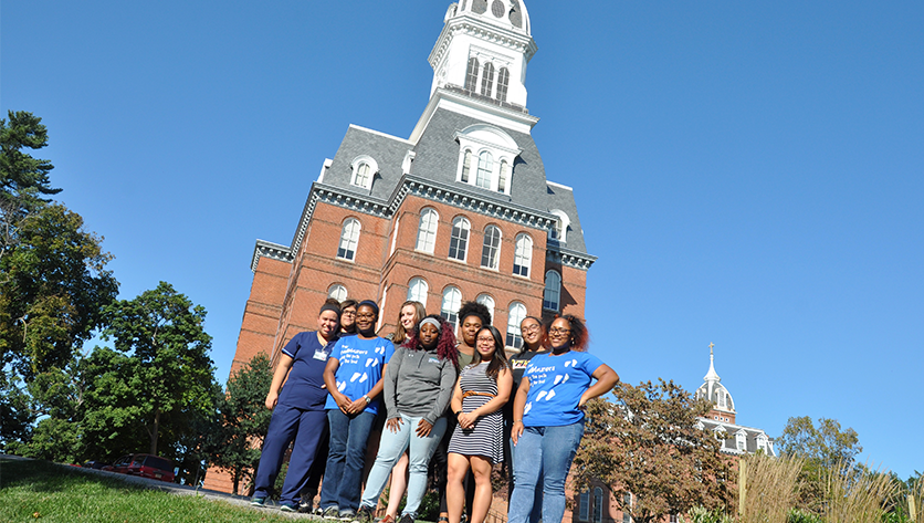 Gibbons Hall with students