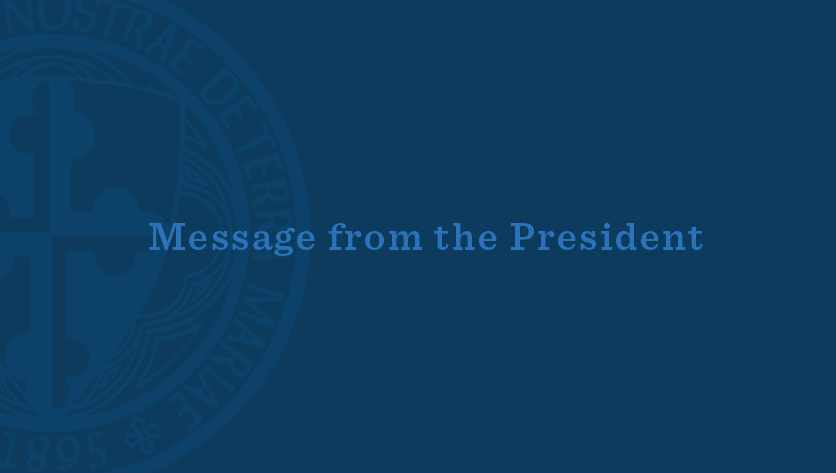 Message from the President with the University seal