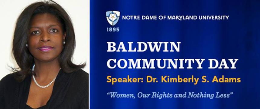 Baldwin Community Day speaker header featuring Dr. Kimberly S. Adams