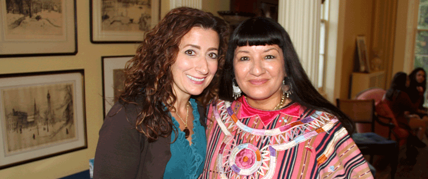 NDMU's Dr. Jeana Delrosso poses with writer Sandra Cisneros