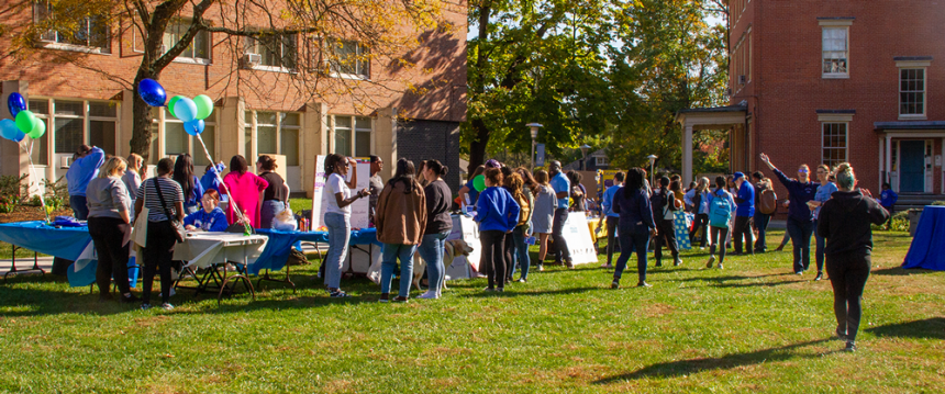 group of students outside at gator fest
