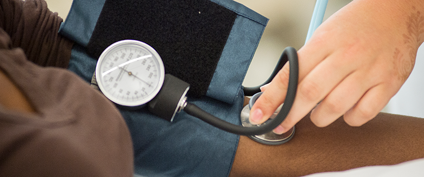 close up of taking blood pressure