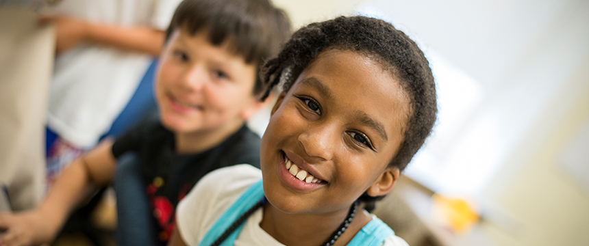 Little boy and girl at stem camp