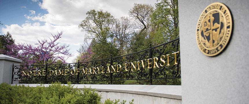 Notre Dame entrance sign