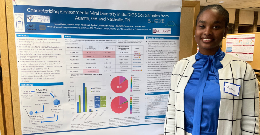 Female student presents her poster