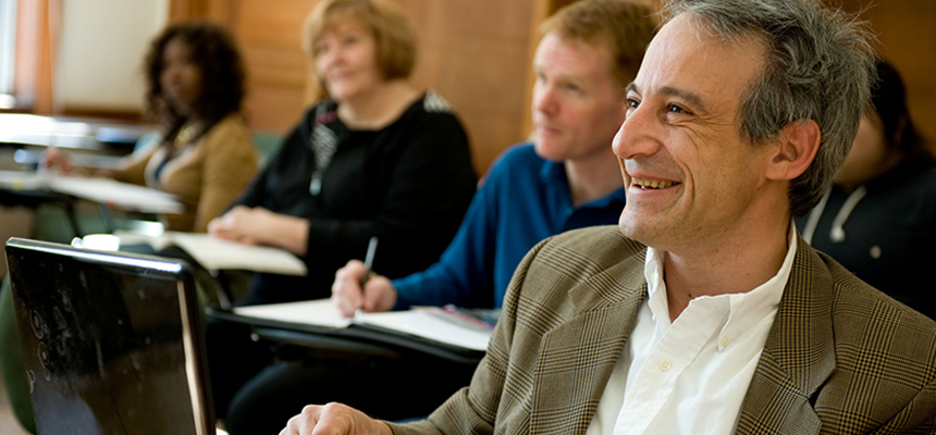 Adult students sitting in a classroom