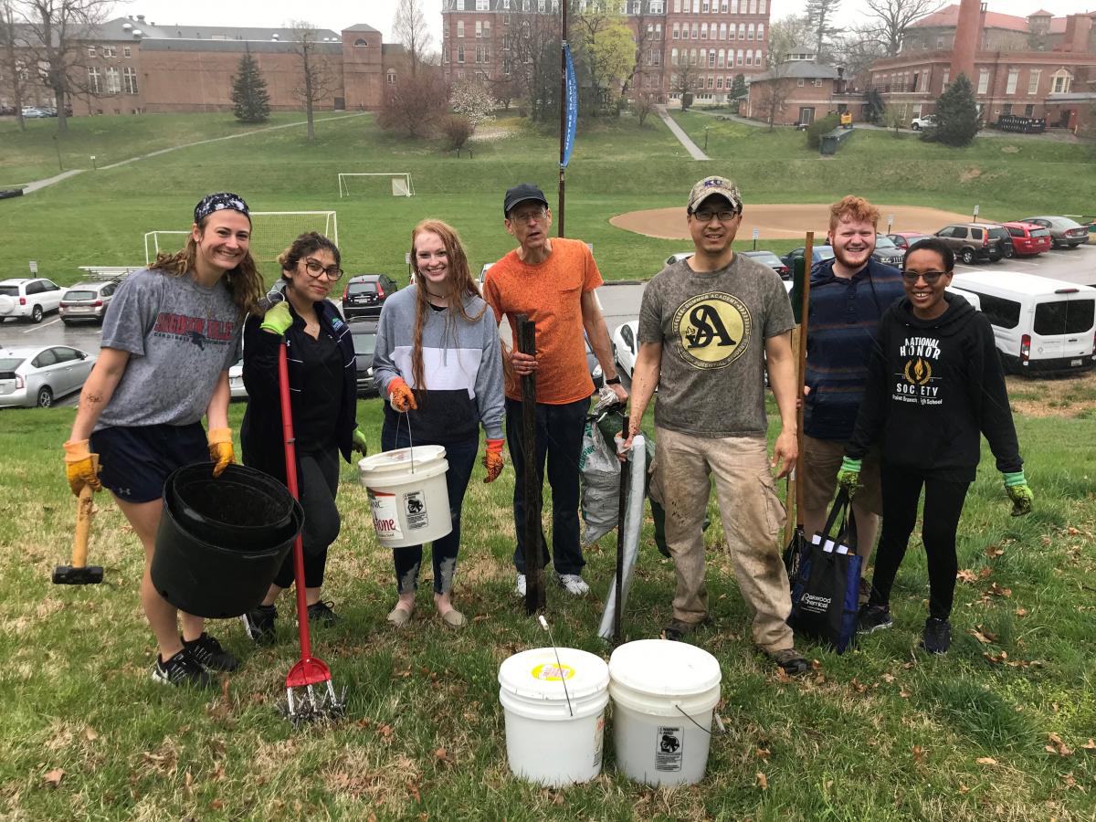 Students planting trees